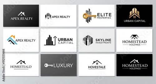 Collection of Real Estate Company Logos and Branding Elements.