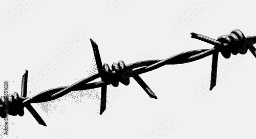 barbed wire close up, security concept, danger, fence