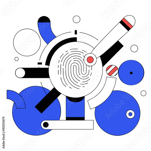 A graphic illustration of a fingerprint and bowling elements