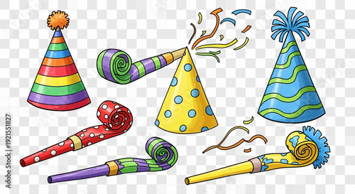 party hats and blowers, celebration accessories, festive fun