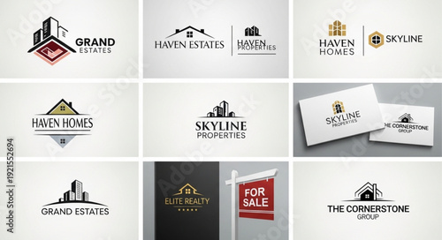 Collection of Real Estate Logos and Branding Elements.