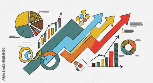 business growth charts and graphs, financial data analysis