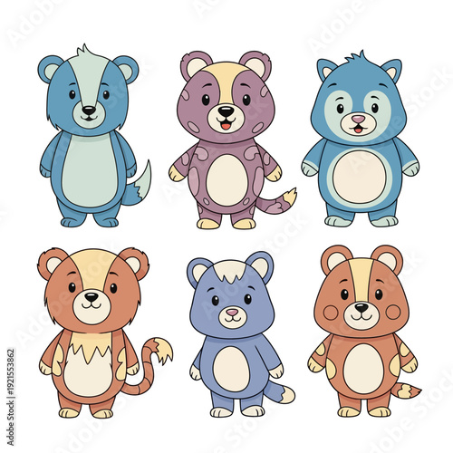 Cute Cartoon Bear Characters Set, Adorable Animals Collection