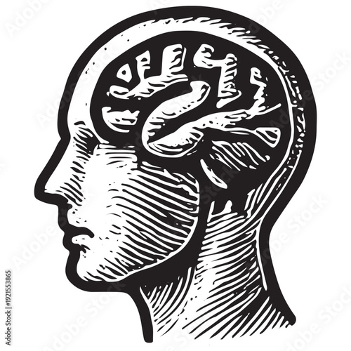 AI Brain Neurology Human Head Profile Icon Vector
