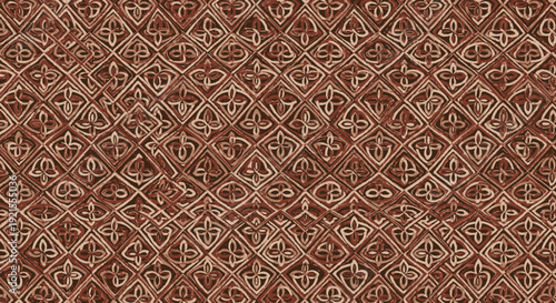 Brown patterned fabric texture closeup.