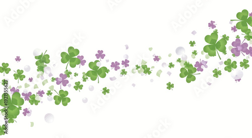 Green and purple clover flowers border.
