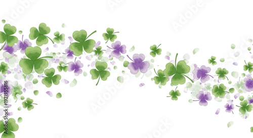Green four leaf clover flowers.