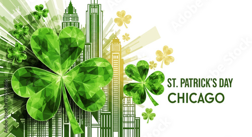 Green Four Leaf Clover Illustration.