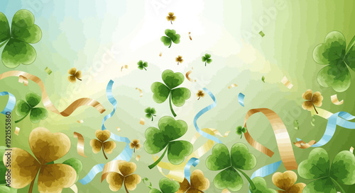 Green Four Leaf Clover Lucky Plant.