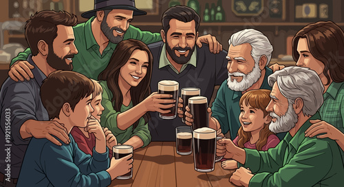 Group of adults drinking beer together.
