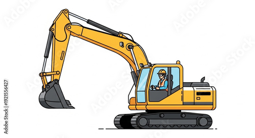 Yellow Excavator Heavy Machinery Equipment.