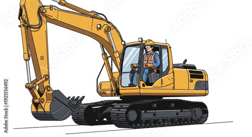 Yellow Excavator Heavy Machinery Equipment.
