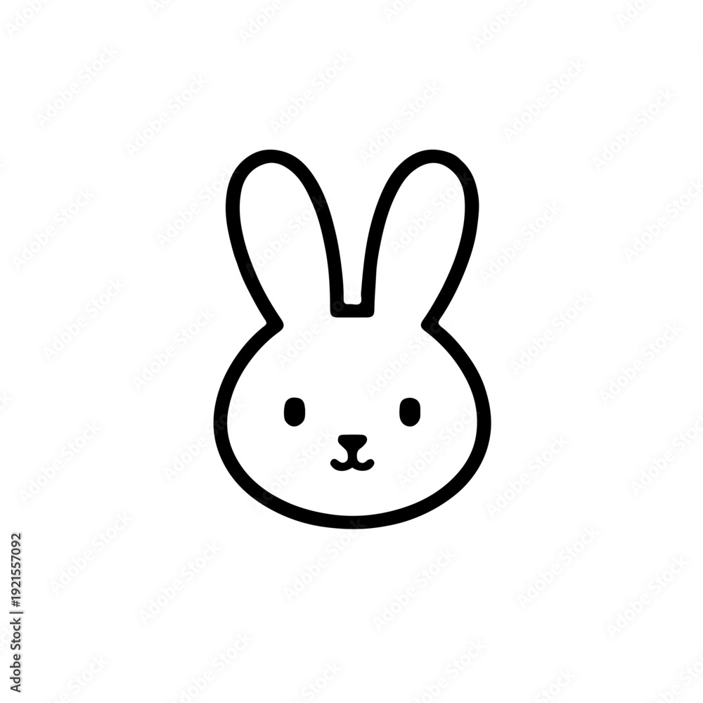Obraz premium Monoline Bunny Head Logo – Minimal Continuous Line Vector
