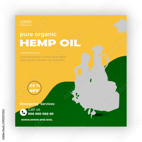 Hemp oil medicine promotion for flor vitae massage oil template