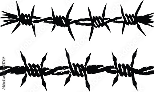 Barbed Wire Silhouette Vector Border