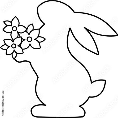 Easter Bunny with Bouquet Coloring Pages and Templates.
Cute Easter Rabbit Holding Flowers Line Art.
Spring Bunny with Floral Bouquet Outline Clipart.