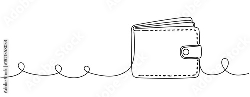 Minimalist wallet sketch with unraveled thread detailing. No editable stroke