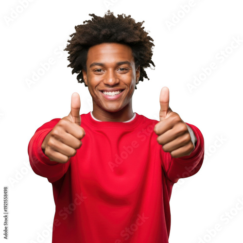 Man giving thumbs up isolated on transparent background