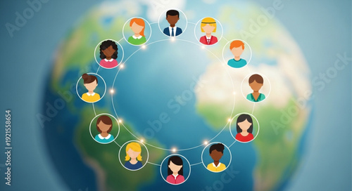 Global network of people connected around the world.