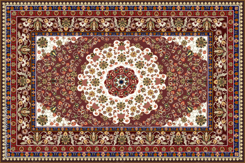 Persian Carpet with Eight-Point Star Medallion and Floral Ornamental Pattern