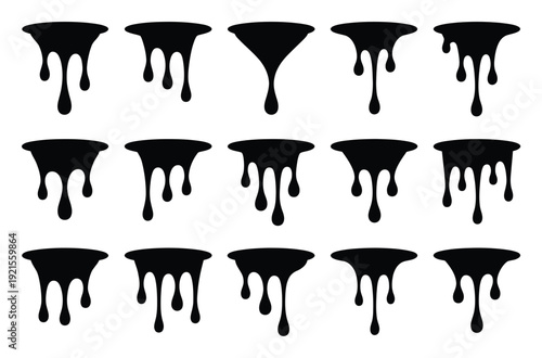 Collection of Black Dripping Paint or Liquid Silhouettes