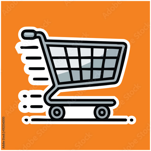 Shopping Cart Icon with Motion Lines.