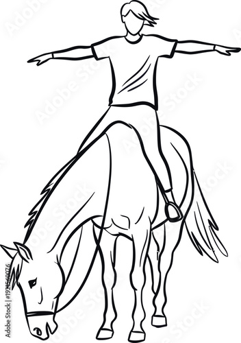 Person riding a horse with outstretched arms