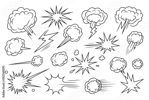 Comic Book Style Explosions and Speed Lines Collection