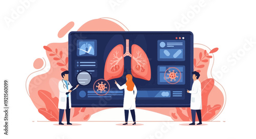 Doctors Study Lungs and Virus on Digital Screen