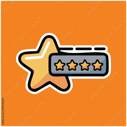 Four Star Rating Icon Illustration Design.