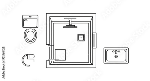 Bathroom Layout Design Technical Drawing.