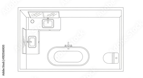 Bathroom Layout Design Blueprint Diagram.