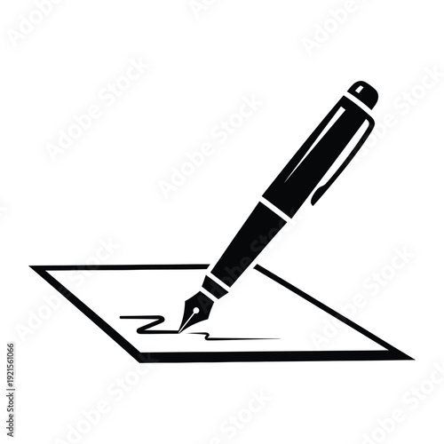 A pen writing on a piece of paper