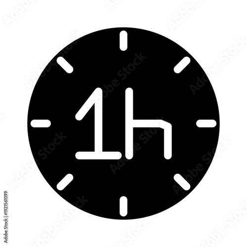 one hour glyph icon
