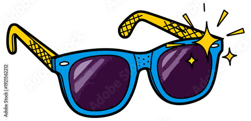 Colorful Cartoon Sunglasses with Sparkle Effect