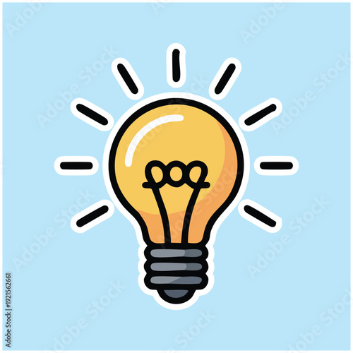 Illustration of a Yellow Light Bulb.