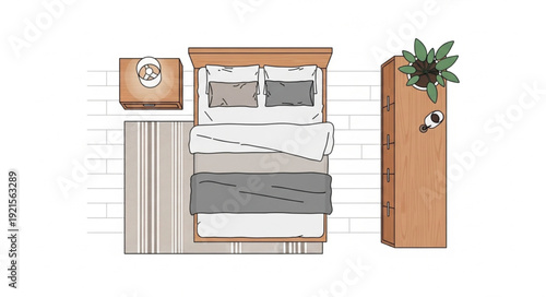 Bedroom Furniture Set with Bed and Wardrobe.
