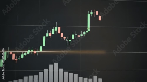 Stock market graph with green and red bars indicating rising and falling values