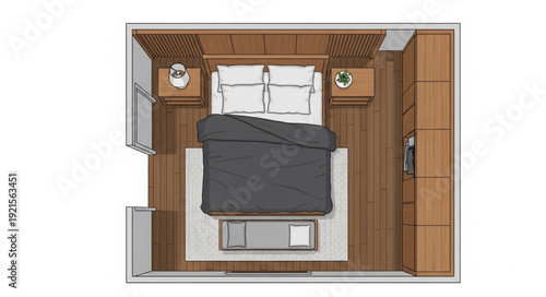 Bedroom Interior Design Top View.