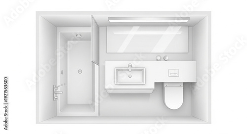 Bathroom Layout with Fixtures and Appliances.
