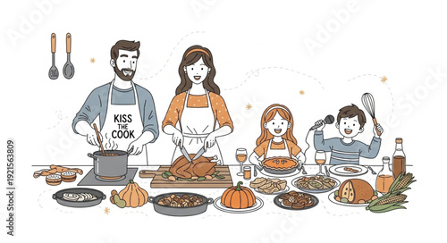 Family Gathering Around Dinner Table.