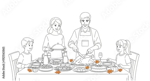 Family Gathering Around Dinner Table.