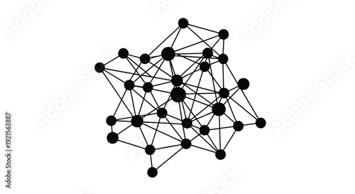 Abstract geometric network of interconnected nodes and lines on a white background