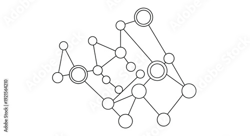 Abstract network diagram with interconnected nodes and lines in black and white