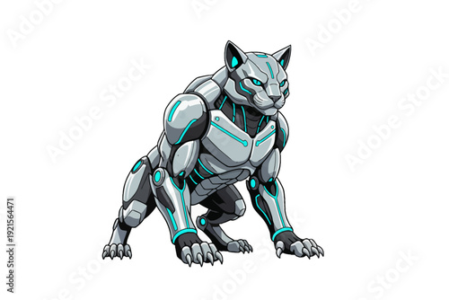 Futuristic Robotic Panther Character Design - Generative AI