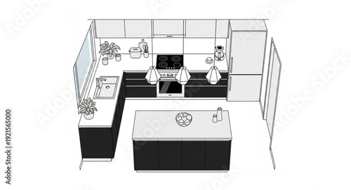 Black and White Office Floor Plan.