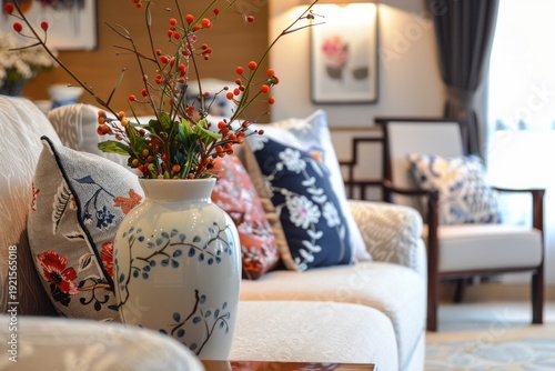 Wallpaper Mural Living room interior, decor objects in focus, people out of focus Torontodigital.ca