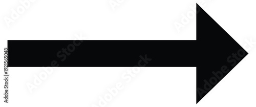 Black large forward or Right pointing, solid long arrow icon sketched as vector symbol . Long arrow. Black arrow pointing Right. 