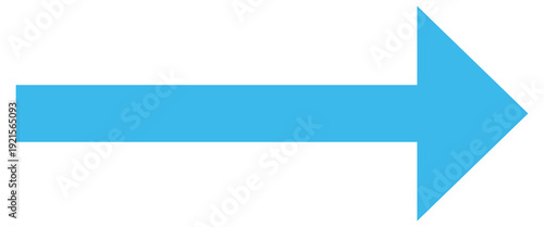 A large Blue icon with a solid long arrow pointing to the Right on a White Background.  Blue long arrow to the right . Long arrow vector, isolated. Blue bold arrow Isolated on white Background . 