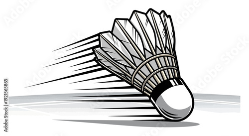 Flying Badminton Shuttlecock in Motion.